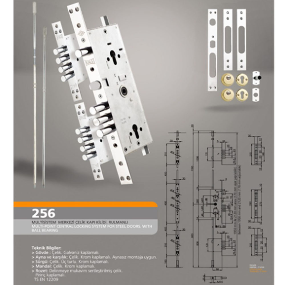 KALE 256G MULTİSİSTEM MERKEZİ ÇELİK KAPI KİLİDİ