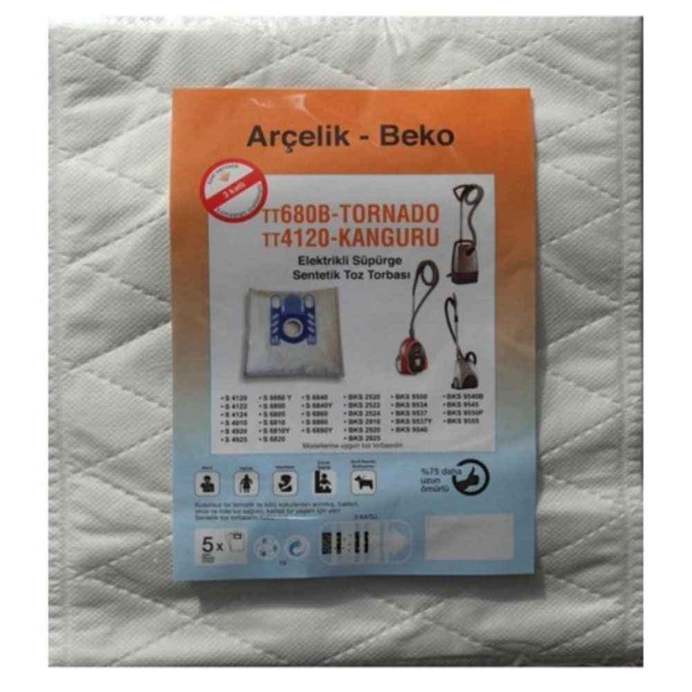 ARÇELİK-BEKO TT680B-TT4120 ELEKTRİKLİ SÜPÜRGE TOZ TORBASI